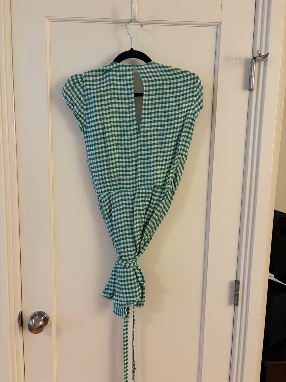 Green Gingham Wrap Mini Dress - Picture 2 of 2